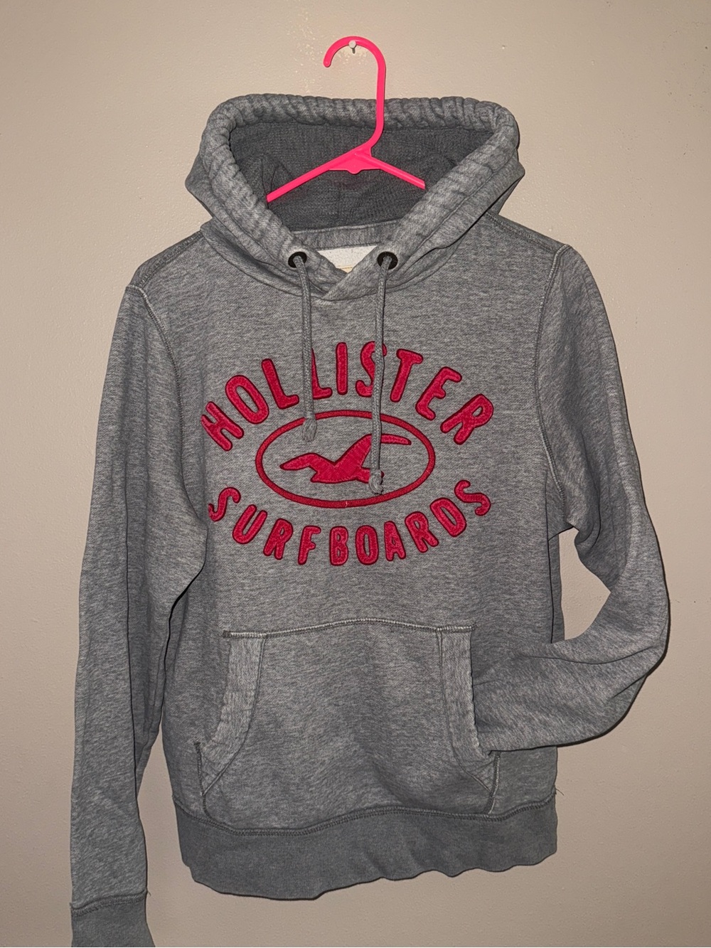 Vintage Y2K Hollister Surfboards Hoodie | Gray & Red | Medium